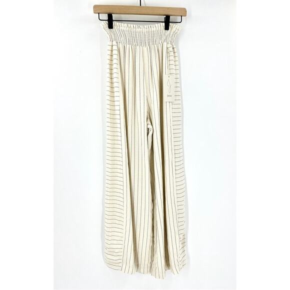 NEW Joie Linen striped Wide Leg Pull On Pants Sz M - Picture 1 of 5